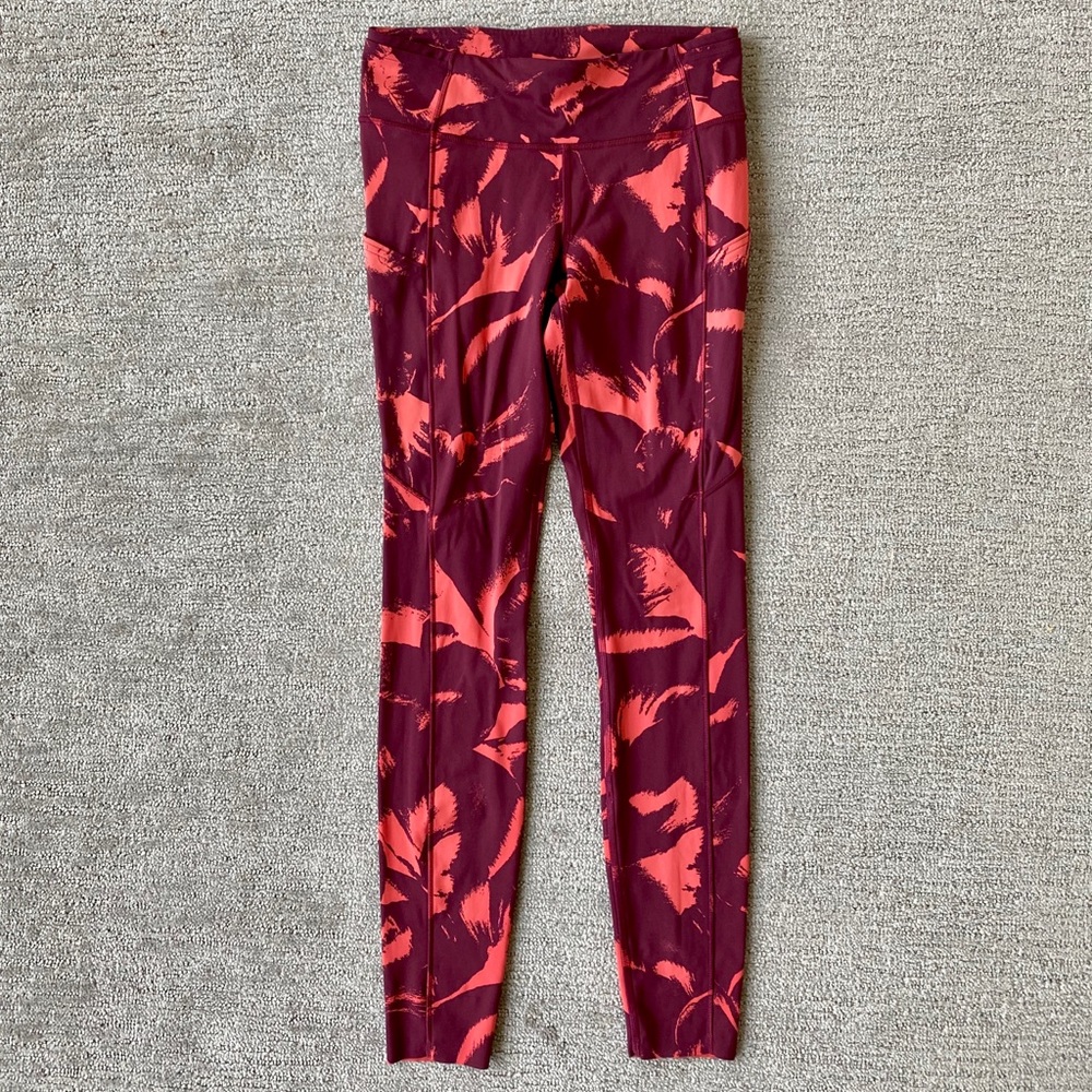 Lululemon fast and free tights red coral 28” sz 6